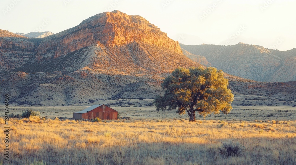 Fototapeta premium Rustic mountain landscape at dawn