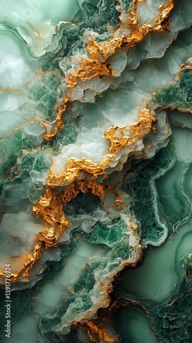 Textured Green Agate Phone Wallpaper Golden Veins Natural Patterns Vertical Mobile Background

