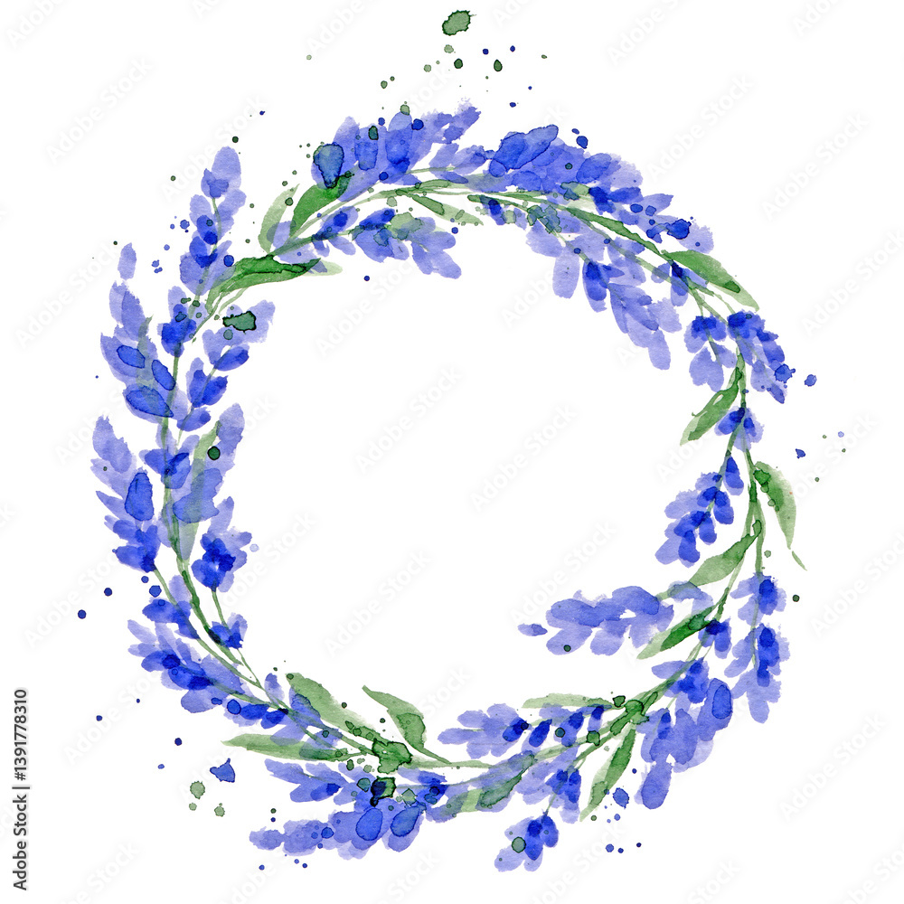 Frames for Wedding invitation. Design elements with lavender flower wreath. Author's watercolor drawing. Frames for Wedding invitation. Design elements with lavender flower wreath. Author's watercolor drawing.