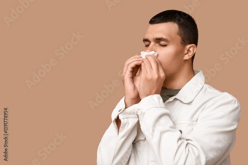 Ill young man with tissue b...