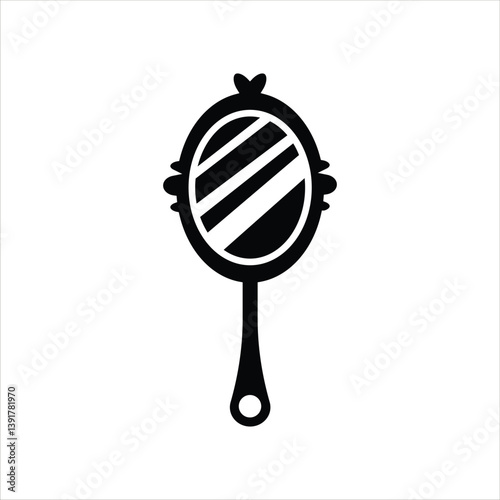 Vintage Mirror Glass Flat Icon - Vector Illustration, House Appliances Theme