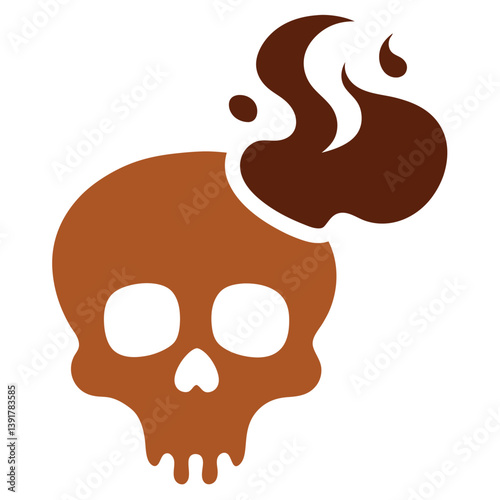 Fiery Skull Icon  Vector Graphic for Danger, Warning, and Death Concepts