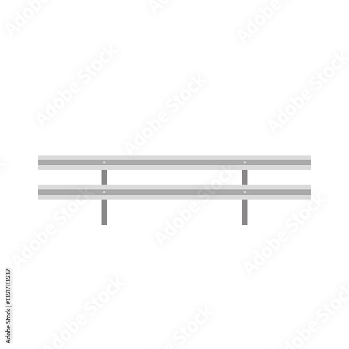 Road barrier fence. Roadblock for safety on highway. Vector illustration.