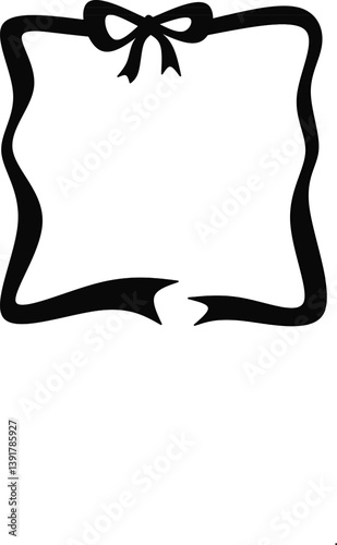 Black ribbon frame design on white background,black and white ribbon frame vector,black robbon frame boarder design for template, banner and poster 