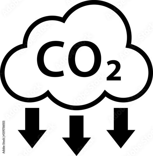 CO2 Cloud Emission and Absorption Icons Set, Reducing CO2 emissions vector icon collection