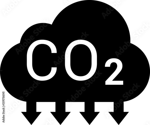 CO2 Cloud Emission and Absorption Icons Set, Reducing CO2 emissions vector icon collection