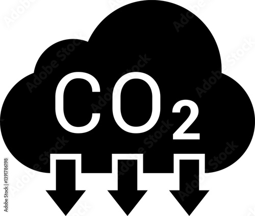 CO2 Cloud Emission and Absorption Icons Set, Reducing CO2 emissions vector icon collection