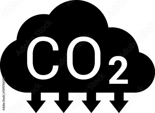 CO2 Cloud Emission and Absorption Icons Set, Reducing CO2 emissions vector icon collection