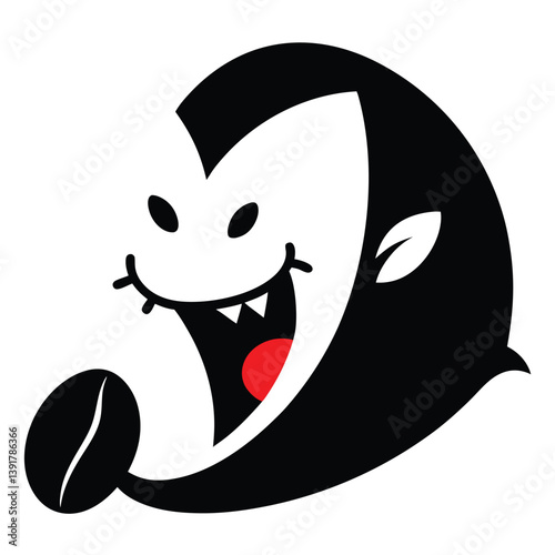 Cute Vampire Coffee Bean Illustration Spooky Season Beverage Design