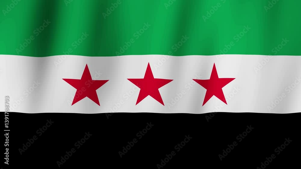 Syrian Arab Republic revolutionary flag. Official state flag. CGI waving background.