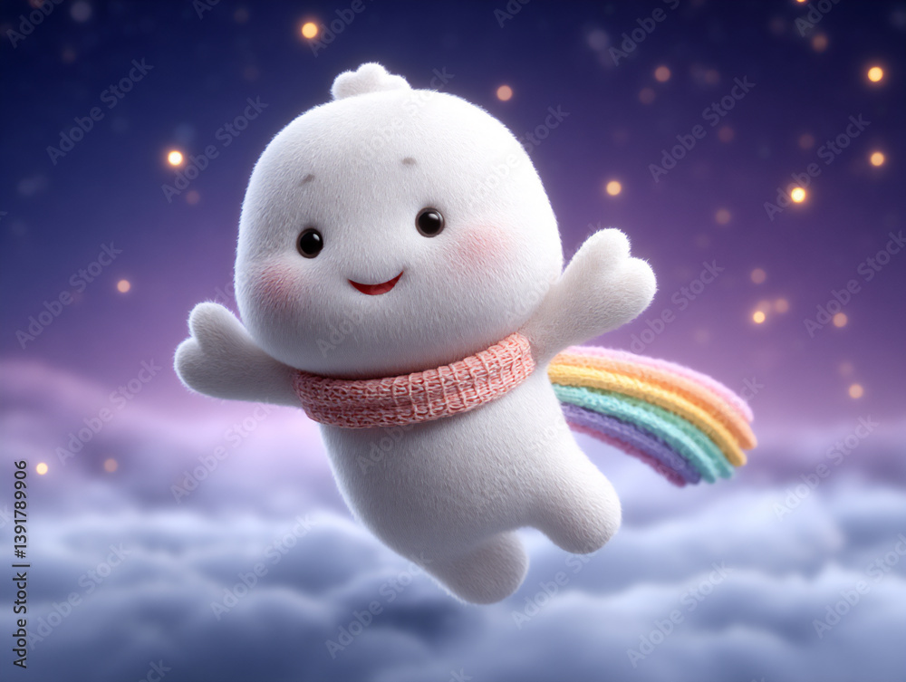 Obraz premium cloud flight: starry night adventure