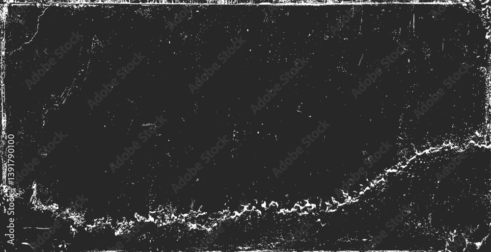 Grunge texture pattern frame. Black design border. Old paper vector illustration.