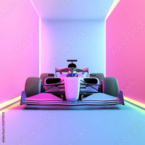 A daring 3D racer speeding through a neon-lit track to promote a car brand