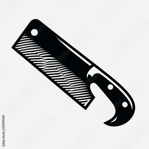 very simple flat and single minimalist Cleaver Edge Silhouettes in black on a white background