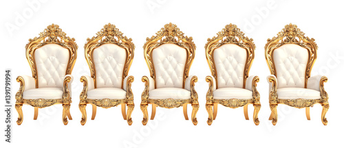 Pack of King Chair set of Five Different Poses set Against Transparent Background for Furniture, Interior Design, or Luxury Living Promotion Projects photo