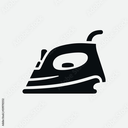  very simple flat and single minimalist Clothes Iron Handle Silhouettes in black on a white background 