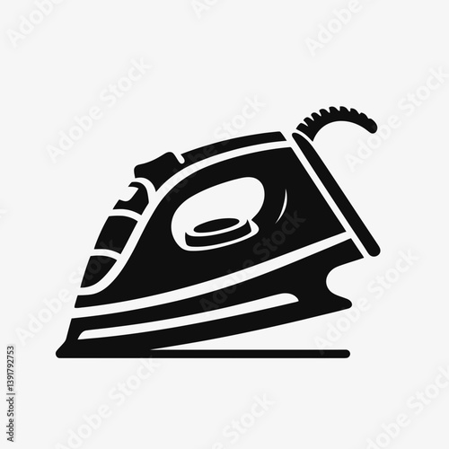 very simple flat and single minimalist Clothes Iron Handle Silhouettes in black on a white background