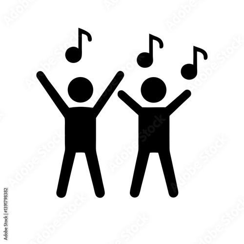 People Celebrating With Music Notes Vector Illustration Isolated On White Background