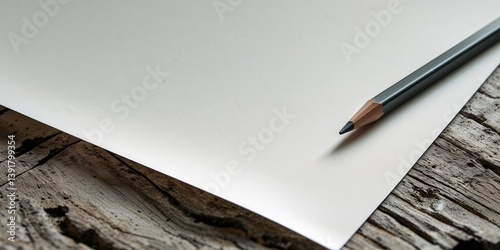 Blank sheet of paper on a textured surface with a pencil
