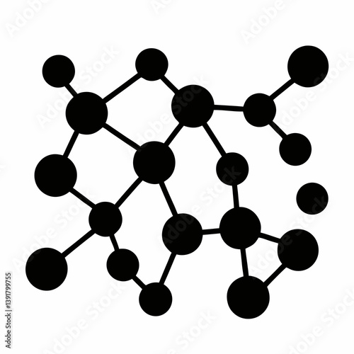 Black Connected Dots Network Symbol On White Background Technology Illustration
