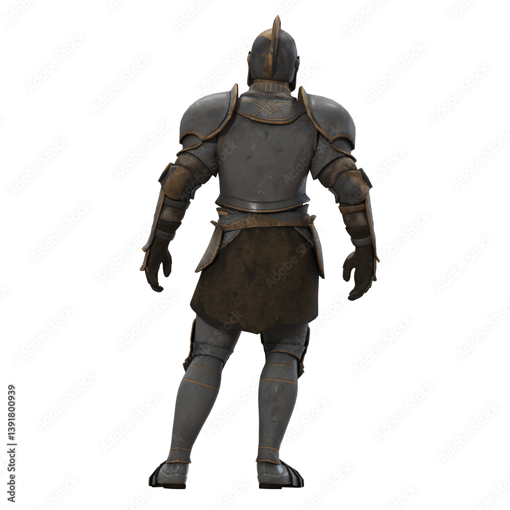 Armored knight standing in full battle gear. Armored knight standing in full battle gear.