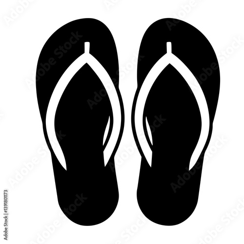 Minimalist Black And White Flip Flops Illustration For Summer Beach Vacation