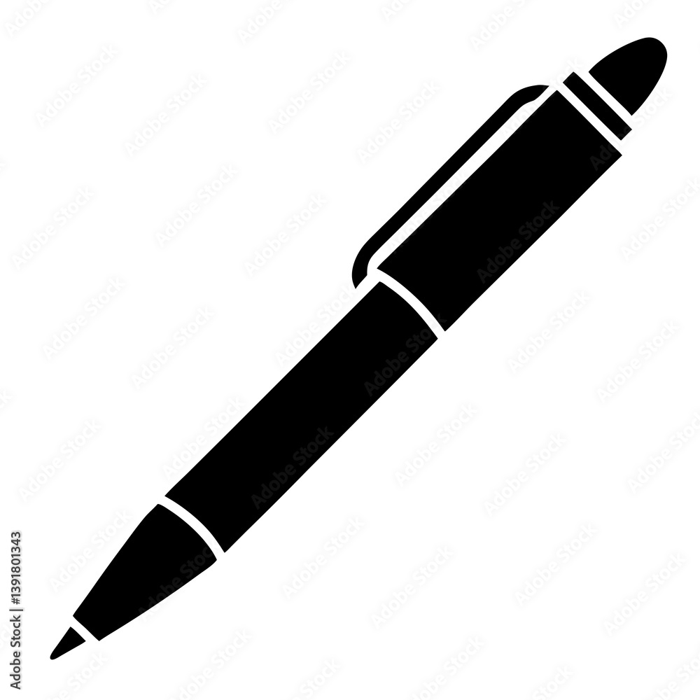Black Pen Isolated On White Background Symbol Of Writing Instrument Icon Black Pen Isolated On White Background Symbol Of Writing Instrument Icon