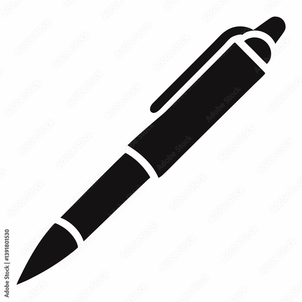 Black And White Vector Graphic Of A Ballpoint Pen For Design Projects Black And White Vector Graphic Of A Ballpoint Pen For Design Projects