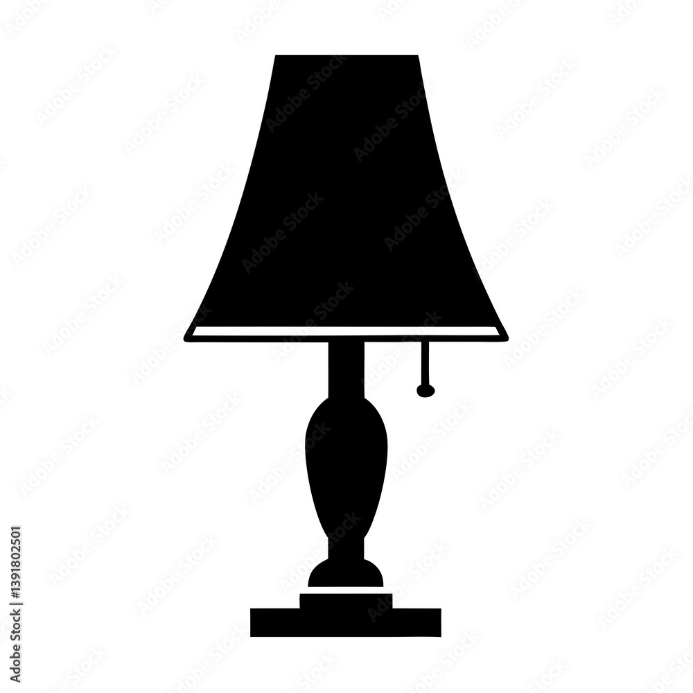 Obraz premium Silhouette Illustration Of An Elegant Table Lamp With A Pull Chain