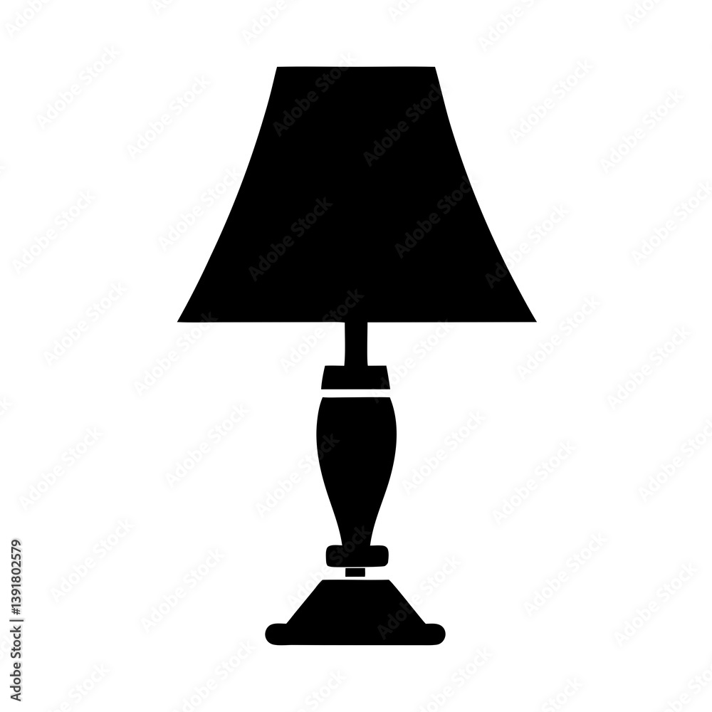 Obraz premium Black And White Silhouette Illustration Of A Classic Table Lamp For Interior Design
