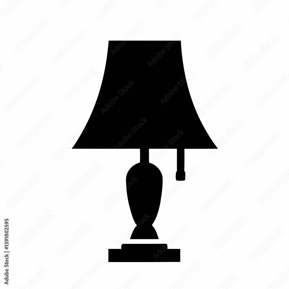 Obraz premium Simple Black Table Lamp Icon Illustration Decorative Interior Lighting Design Element