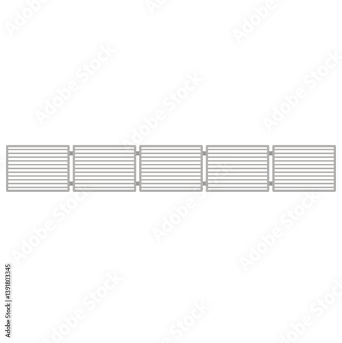 Modern metal fence. Metal barrier for defense and control. Vector illustration
