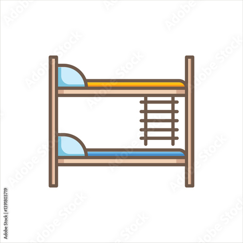 Bunk Bed Icon - Vector Illustration, House Appliances