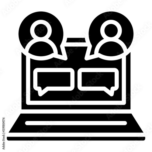 Virtual Meeting, Hybrid Work Glyph Design Vector Concept