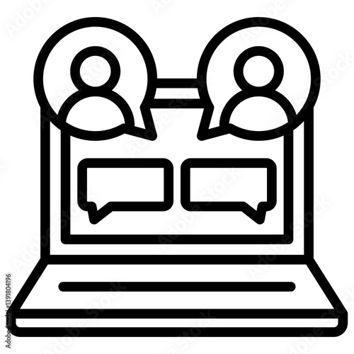 Virtual Meeting, Hybrid Work Line Design Vector Concept