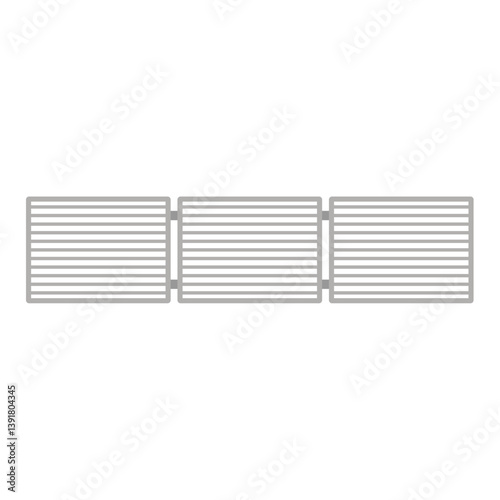 Modern metal fence. Metal barrier for defense and control. Vector illustration