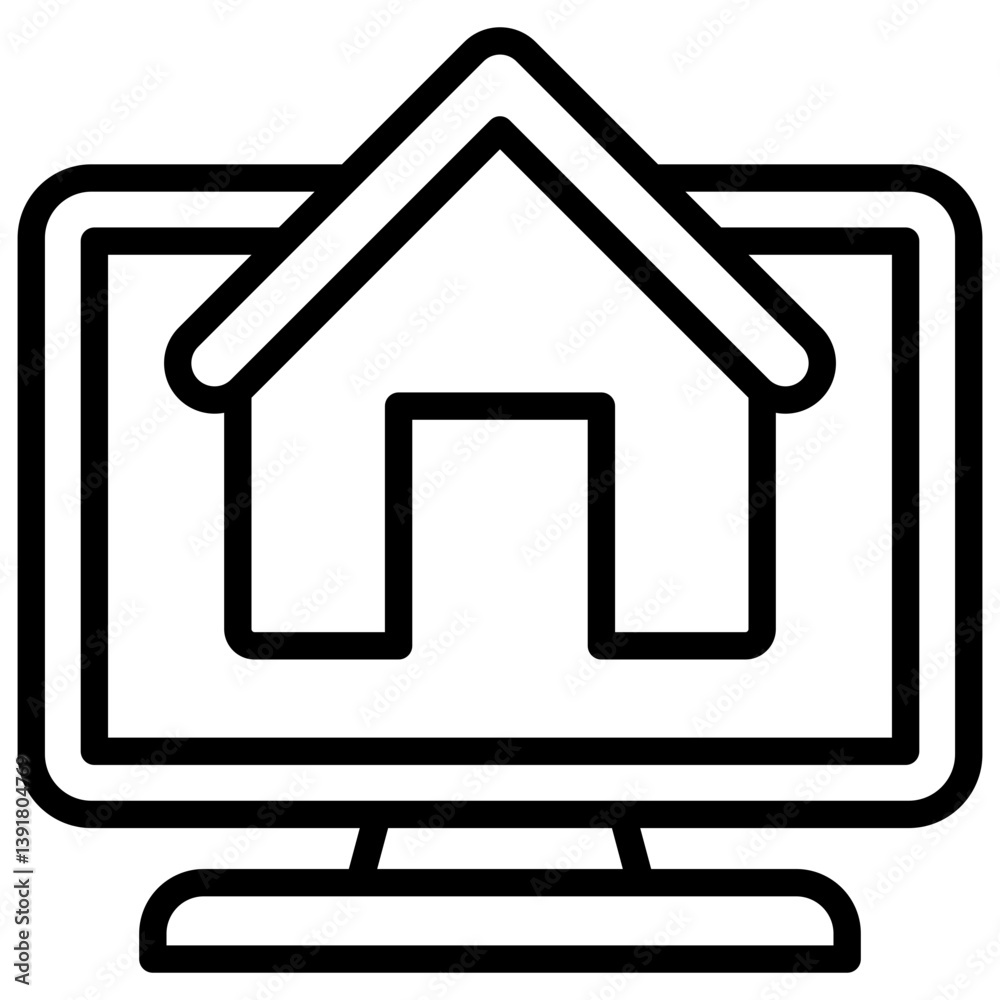 Home Page, Hybrid Work Line Design Vector Concept Home Page, Hybrid Work Line Design Vector Concept
