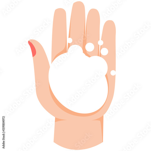 Flat illustration of hands washing with soap and bubbles on a blue background. Promotes hygiene, cleanliness, and health awareness. Perfect for healthcare, education, or public safety visuals.