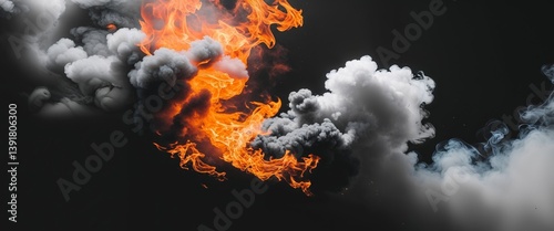 A black and orange background with a lot of fire and smoke