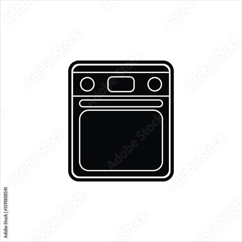 Oven Flat Icon - Vector Illustration, House Appliances Theme.