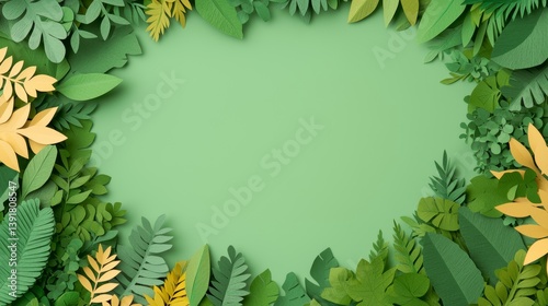 Vibrant Eco-Friendly Paper Art Depicting Earth and Nature's Bounty in Leaf Designs