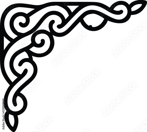 Corner ornament design mauri style, black, vector illustration 