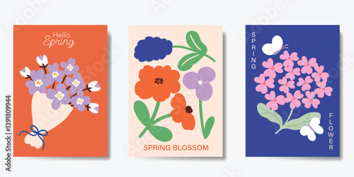 Modern floral card background vector. Minimal hand drawn botanical flowers template background. Design illustration for wedding, vip cover, poster, rsvp modern card, birthday party.