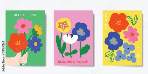 Modern floral card background vector. Minimal hand drawn botanical flowers template background. Design illustration for wedding, vip cover, poster, rsvp modern card, birthday party.