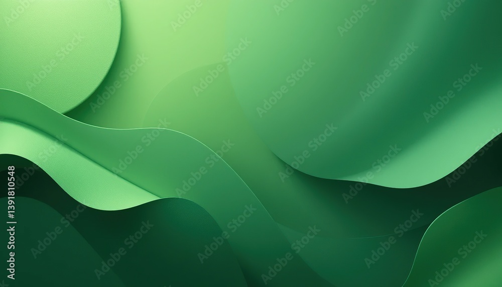 Modern Abstract Green Background with Smooth 3D Waves and Layers Modern Abstract Green Background with Smooth 3D Waves and Layers