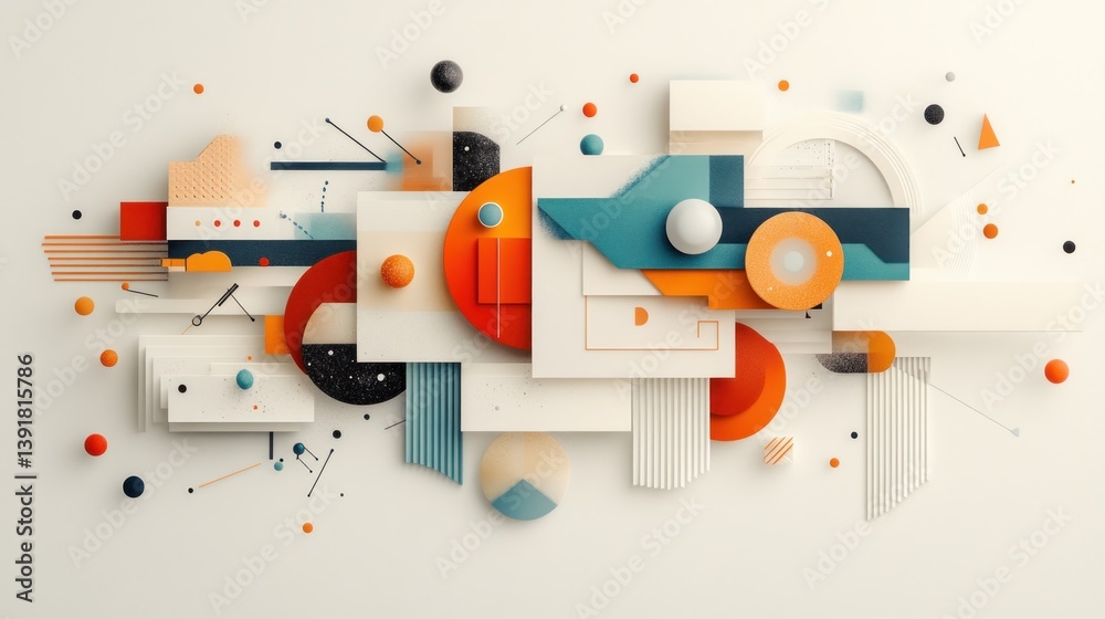 Obraz premium Abstract geometric shapes composition (6)