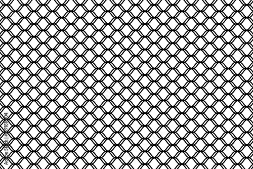 Grid or lace texture. Black mesh pattern isolated on white background. Metallic or nylon fence, fishnet, cage or lattice structure. Abstract geometric minimalistic print. Vector graphic Illustration.