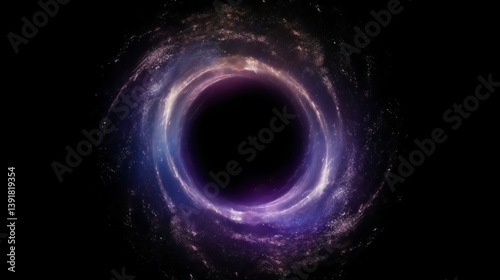 Abstract cosmic black hole with glowing nebula and swirling galaxies effect