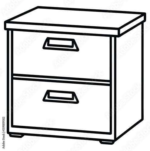 Chest of drawers vector illustration isolated furniture storage cabinet line art icon sign sketch stock image minimalist line drawing silhouette hand drawing design element