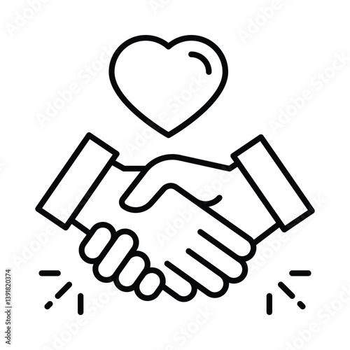 Handshake vector outline icon. EPS 10 file